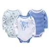 Born Baby Girl Body 3 pièces / lot à manches longues 100 coton mignon dessin animé imprimé salopette 3 M 6 M 9 M 12 M 18 M 24 M vêtements 231225