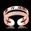 Bague de luxe en or rose 18 carats avec lettres romaines, diamant et Zircon, micro pavé pour femmes, anniversaire 245Z