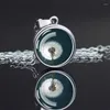 Colares de pingente redondo colar esférico levantado jóias de vidro dente de leão fresco e natural acessório portátil
