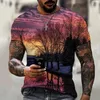 T-shirts pour hommes T-shirt imprimé paysage 3D motif naturel vêtements été mode personnalité haut T-shirts décontractés