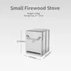 Mini Outdoor Firewood Fove Portable Camping Picnic BBQ Travel Składanie stali nierdzewnej drewniane węgiel drzewny Grill 231226