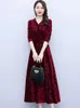 Autumn Winter Velvet tjock varm midi klänning långärmad chic prom lyxklänning kvinnor vintage elegant bodycon pary maxi klänning 231226