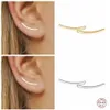 Aide 925 Sterling Silver Smooth Long Line Ear Climber d Earrings For Women Minimalist Ear Crawlers ds Piercing Jewelry L220810307M