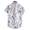 Men's Casual Shirts 2024 Vintage Floral Print Button Up Hawaiian Men Fashion Slim Short Sleeve Beach Holiday Tops For