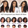 Kinky Curly Human Hair Wigs Spets Frontal 13x4 HD Spets Front Wig Pre Plucked 4x4 spetsstängning Wig Remy Human Hair Exterion 231227