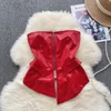 Kjolar Pure Desire Spicy Girl Style Strapless Vest for Women in Autumn Pu Leather Explosive Street Design Sense Nisch Temperament Top