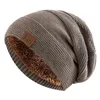 Unisex slouchy vinter hattar tillsätt pälsfodrade män och kvinnor varm mössa cap casual etikett dekor stickad 231226