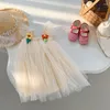 Mädchenkleider Mädchen Kleid 3d Blumennetz Garn Sundress für Baby Kinder Sommer Bittere Fleamsrock Rock Party Prinzessin Kinder Kleidung Kleidung