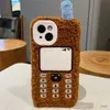 Handy-Hüllen, koreanische niedliche 3D-Cartoon-Handy-Plüschfell-Telefonhülle für iPhone 15 14 13 12 Pro Max 11, lustig, stilvoll, stoßfest, weiche Rückseite