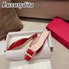 Sandali da donna di alta qualità Pompa in pelle Solva di pelle Banchetto in passerella in passerella di lusso a punta designer di tacchi alti vivier scarpe da ballo piane gallet tacco di moda Muli G3757