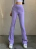 Solido Y2k Pantaloni donna E Ragazza Estetica Moda Streetwear Abbigliamento donna Slim Vita alta Capris Campana sexy Fondo svasato Collant 231226