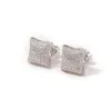 Hip Hop Iced Out 925 Sterling Silver Stud Earrings For Women Micro-Inlaid Zircon Studs Earring Bridal Diamond Jewelry Gift254t