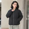 Women's Trench Coats Winter Short Cotton Jacket Women Loose Round Collar Coat Fashion Baseball Uniform Outwear Pure Colour Parka Overcoat