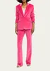 Spring Pink Women Pants Sets Velvet Slim Fit Ladies Wedding Guest Party Wear 2 Piece Jacket And Trousers