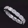 Collane Catene personalizzate Bracciale con gioielli da uomo in argento sterling 925 con catena cubana in moissanite taglio baguette