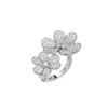 Van Clover Designer Rings for Women Original High Quality Band Rings Four Leaf Grass Flower Ring Fashion Cute Gold Ring