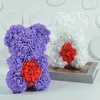 Decorative Flowers 25cm Rose Bear Teddy With Love Heart Artificial Flower For Valentine's Wedding Birthday Christmas Gift Home Decoration