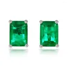 Stud Earrings Desire Elegant Retro Imitation Emerald Women's Top 925 Silver Green Zircon Party Jewelry Gift