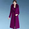 Mélanges M5XL femmes mélanges de laine manteau automne hiver 2022 mode mère col de fourrure de renard épaissir veste en laine longue hauts d'extérieur femme