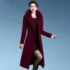 Mélanges M5XL femmes mélanges de laine manteau automne hiver 2022 mode mère col de fourrure de renard épaissir veste en laine longue hauts d'extérieur femme