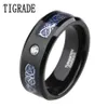 8mm Cubic Zirconia Blu Carbonio Celtico Drago Carburo di tungsteno Anello Uomo Fidanzamento Fede nuziale Anelli d'onore Anelli Hombre C1904242l