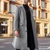 Jaquetas masculinas 2024 Primavera Mens Vintage Lã Outerwear Turndown Collar Single-breasted Casaco Grosso Casaco Homens Inverno Roupas Quentes Casacos