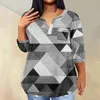 Damesblouses Gedrukt V-hals Zak Los Kwart mouw Oversized top Lichte kleding Dames Zwemmen Dames sexy tops