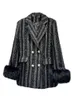 Deat Women S Stripe Diamonds Tweed Blazer 2023 Hiver Fashion Trop Coll Coll Long Manches Boutons Femelle 11xx6767 231227