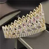 Mode Kristal Metalen Grote Kroon Bruids Tiara Roze Bruiloft Kroon Haar Sieraden Pageant Diadeem Koningin Koning Kroon W0104200j