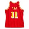 Yao Ming Rocket Basketball Jersey Houstons Hakeem Olajuwon Tracy McGrady Francis Clyde Drexler Cassell Elie Mitchell and Ness Throwback Red Blue White Size S-XXL