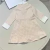 Brand baby dresses designer girl skirt Size 110-160 Shiny gold edge design child dress Long sleeved toddler frock Dec20