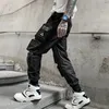 Calças masculinas Techwear estilo multi bolsos carga homem vintage punk hip hop fita casual corredores streetwear