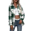 Blusas femininas flanela casual xadrez botão para baixo manga longa camisa de lã vintage elegante moda jaqueta casaco clássico mulher blusa