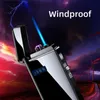 Metal bez gazu i podwójnego elektrycznego zapalnice napompowują lub ładuj Outdoor Windproof Portable Papieros Lost Lighth Men's Creative Difts