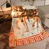 Orange blanc luxe designer h couverture cheval imprimé palais cour canapé-lit double couche renard velours carrés designers tapis motif haut couvertures