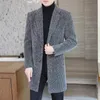 High-end sensação masculina moda bonito todo casaco de lã terno colarinho longo trench coat casaco de lã grosso casual jaqueta de inverno masculino 231226