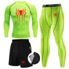 Tute da uomo Atletica 3 pezzi Set di compressione per uomo Stampa grafica Palestra Corsa Allenamento Kit fitness Strato base Canottiera Top Pantaloni