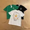 T-Shirt imprimé vert noir blanc pour hommes et femmes, en coton, 1 qualité, ample, décontracté, été