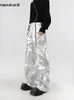 Mauroicardi Spring Autumn Cool Long Long Love Loved Black Silver Pu Pants الرجال مع العديد من السوستة بنطلون الموضات 2023 231226