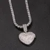 Collier Po personnalisé avec pendentif en forme de cœur pour hommes, breloque Hip Hop scintillante, bijoux glacés, dos solide, cadeau 316N
