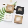 10 pieces of kraft paper box brown/black/white cardboard handmade transparent PVC window fertilizer soap box craft paper wedding candy box 231227