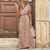 Boho Summer Long Robe for Women Elegant Evening 2023 Vestidos de Mujer robes robe Femme décontractée Maxi Short à manches courtes 231227