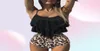 Luipaard Bikini Hoge Taille Dierenprint Tankini Bloemen Badpak Braziliaanse Ruche Plus Size Badmode Vrouwen 2202267053511