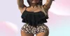 Leopard Bikini High talia Drukuj Animal Tankini kwiatowy strój kąpielowy Brazylijski Ruffle Plus Sympy Cakswey 2202267053511