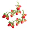 Party Decoration 2 PCS Fruit Artificial Flower Garland Fake Strawberry Branch Hanging Decor