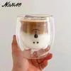 250ml Creative Beer Milk Coffee Cup Cute Double Layer Glass Cup Panda Dog Animal Insulated Glass Cup Birthday Gift 231227