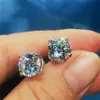 Pendiente de 4 garras hecho a mano, pendientes de tuerca de compromiso de Plata de Ley 925 con diamantes de 3 quilates para mujer y hombre 243O