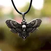 Vintage Halloween Dead Head Skull Pendant Moth Necklace Women With Metail Chain Christmas Jewelry Gift Chokers297y