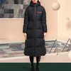 Frauen in der Parkas -Designerin neuer Winter tragen mit Kapuze, Knie, schlank und schlanker Down -Mantel mit flauschiger 90 weißer Gans Down Fill E0AA