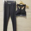 Webbing Letter Damen-Trainingsanzug, sportliche Tanktops, Leggings, Yoga-Outfits, Sommer, ärmellos, gepolsterte Yoga-Outfits, modische Damen-Sportbekleidung, verkürzte Singlet-Trainingsanzüge